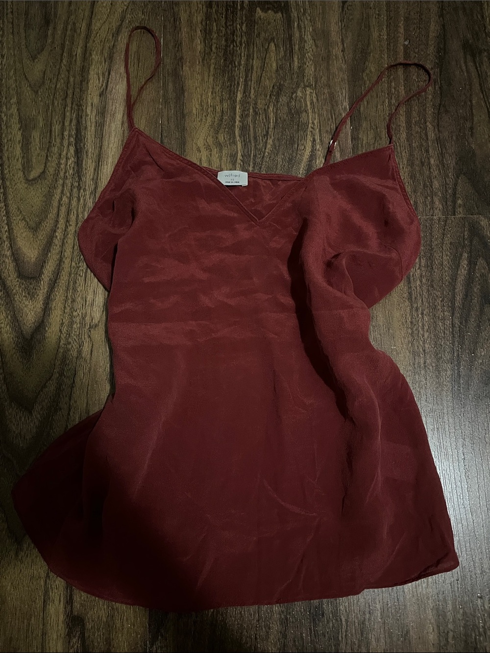 Aritzia Satin V-Neck Cami Top - Deep Wine Red